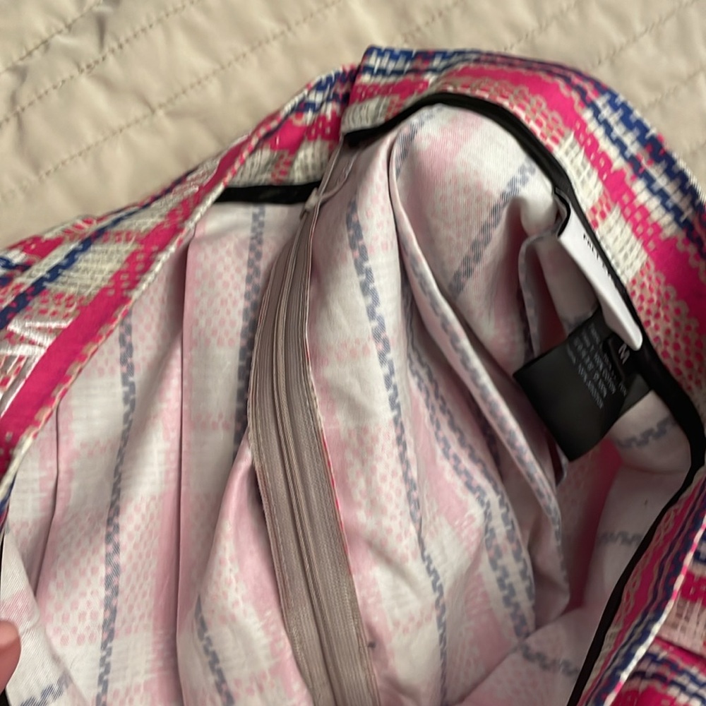 Vetements Pink Plaid Pleated Mini Skirt with Blue & White Accents - Picture 11 of 12